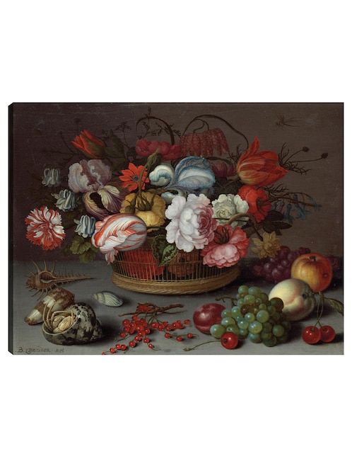 Cuadro decorativo Cesta de flores técnica mixta 1