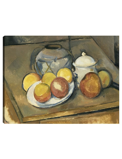 Cuadro decorativo Jarrón con adornos de paja, azucarero y manzanas (1890 - 1893) técnica mixta Playas 1