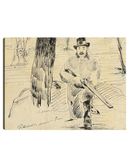 Cuadro decorativo Pertuiset, El cazador de leones (1881) técnica mixta Bocetos 1