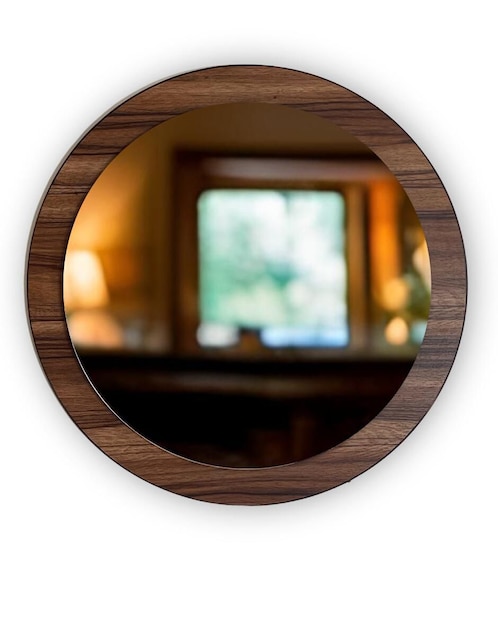 Espejo circular Ard Decorativo de pared de madera Glanz Oak