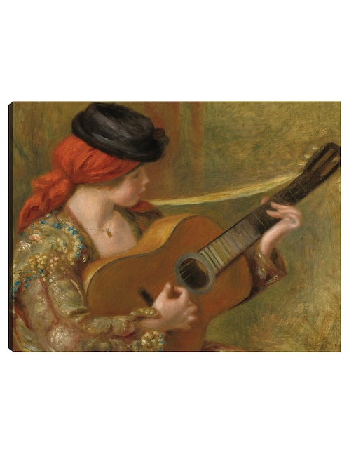 Cuadro decorativo Joven española con guitarra técnica mixta Música 1