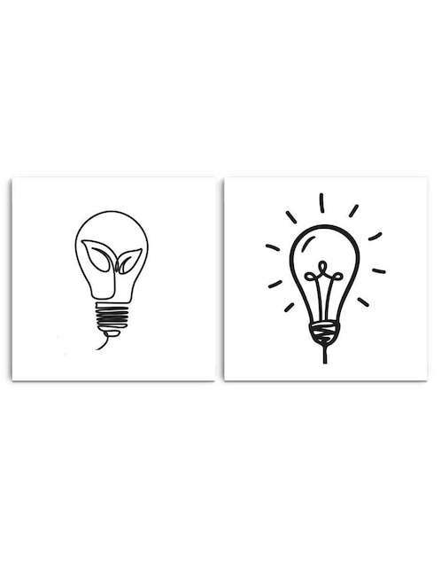 Cuadro decorativo Canvas Art set de bombillas generando ideas con barniz a registro