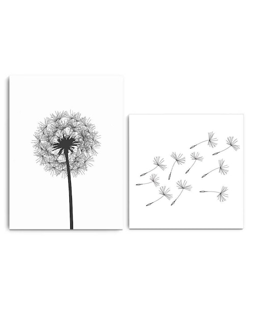 Cuadro decorativo Canvas Art set de diente de león en el aire con barniz a registro
