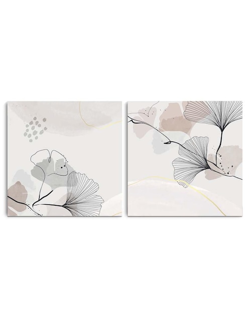 Cuadro decorativo Canvas Art set de arte de botánica con barniz a registro
