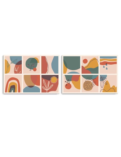 Cuadro decorativo Canvas Art set de varias formas con barniz a registro