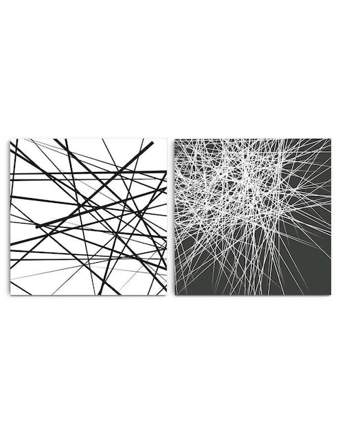 Cuadro decorativo Canvas Art set de líneas caóticas vulnerables con barniz a registro