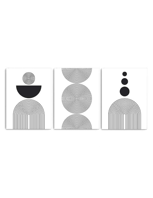 Cuadro decorativo Canvas Art set de arte abstracto minimalista en negro con barniz a registro