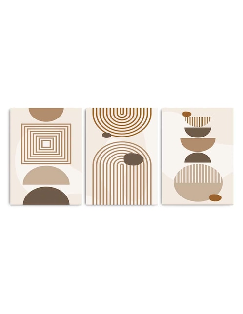 Cuadro decorativo Canvas Art set de arte indefinido en figuras geométricas con barniz a registro