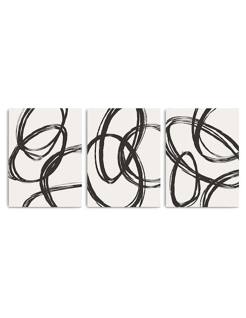 Cuadro decorativo Canvas Art set de formas de pincel con barniz a registro