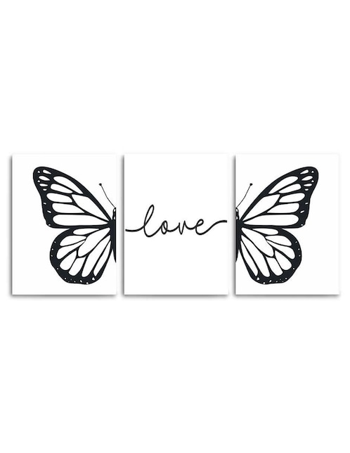 Cuadro decorativo Canvas Lab set de frase buena vibra con barniz a registro