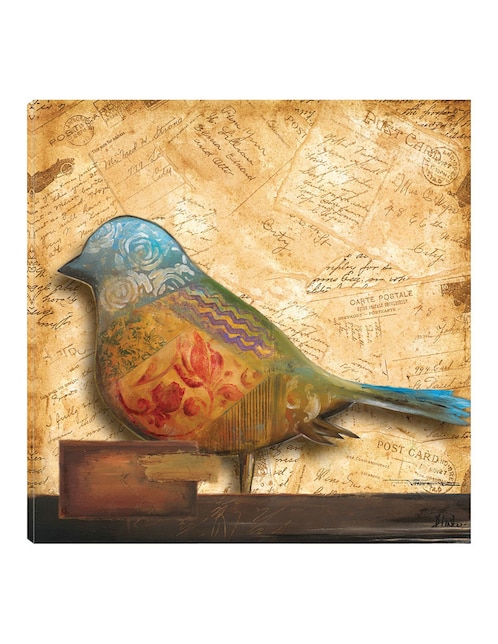 Cuadro decorativo Pajaro en collage I técnica mixta Aves Silvestres 1