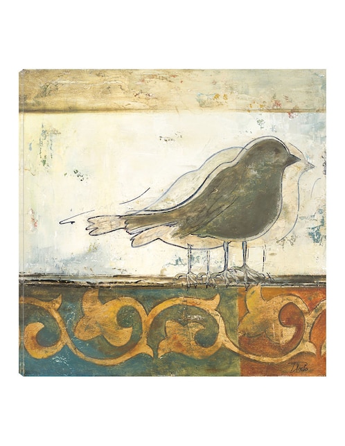 Cuadro decorativo Pájaros en el damasco II técnica mixta Aves Silvestres 1