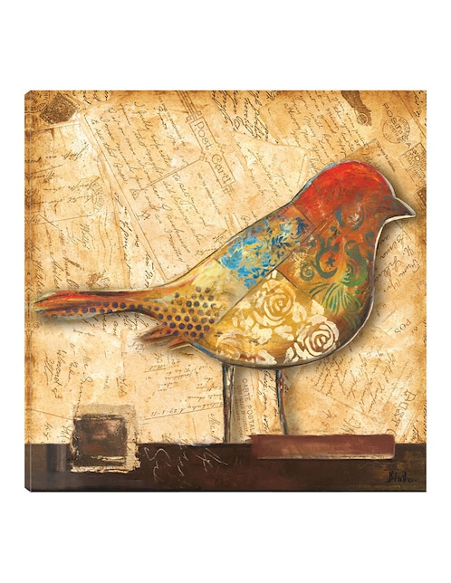 Cuadro decorativo Pajaro en collage II técnica mixta Aves Silvestres 1