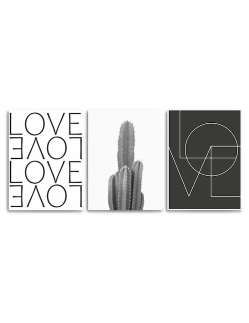 Cuadro decorativo Canvas Art set de love, love, love, love con barniz a registro
