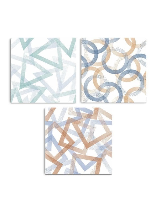 Cuadro decorativo Canvas Art set de repetición patrones geométricos con barniz a registro