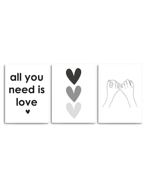 Cuadro decorativo Canvas Art set de amor en frases con barniz a registro