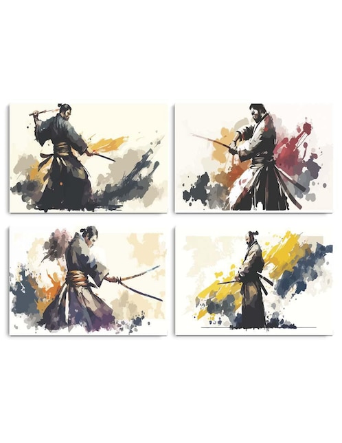 Cuadro decorativo Canvas Art set de artes marciales con katana con barniz a registro