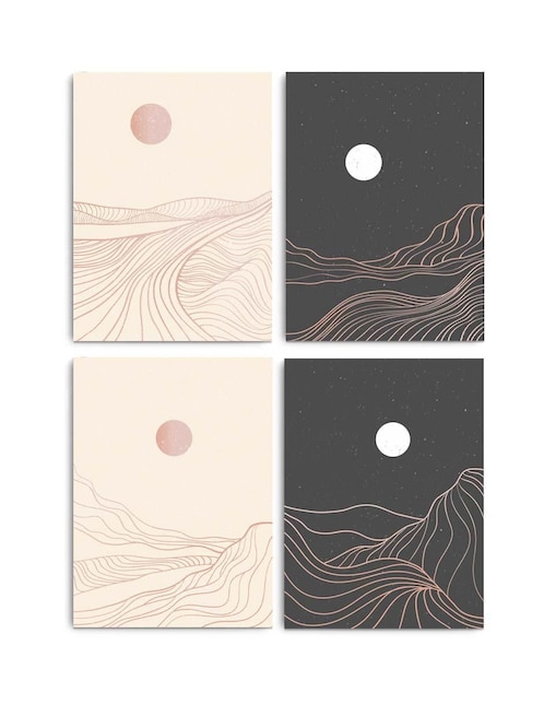 Cuadro decorativo Canvas Art set de simulación mar de día y noche con barniz a registro