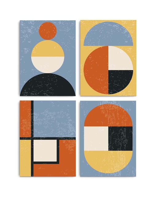 Cuadro decorativo Canvas Art set de indefinidas figuras geométricas con barniz a registro