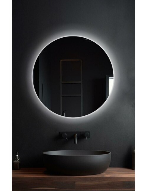 Espejo circular Mangatta LED fría estilo contempo minimalista