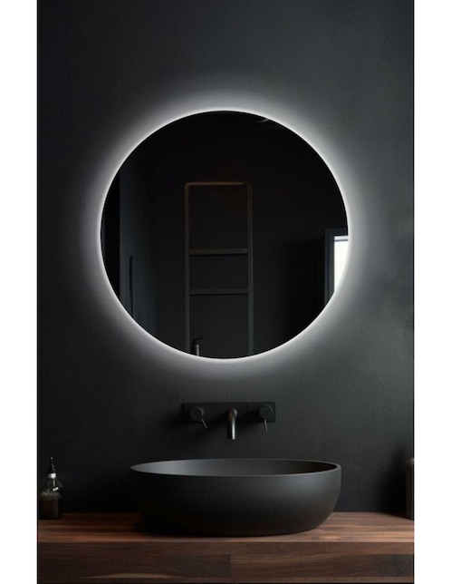 Espejo circular Mangatta LED fría estilo contempo minimalista