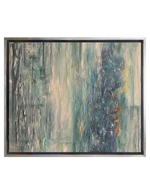 Pintura Imagine técnica acrílico Lune Art Gallery Marco hoja de plata