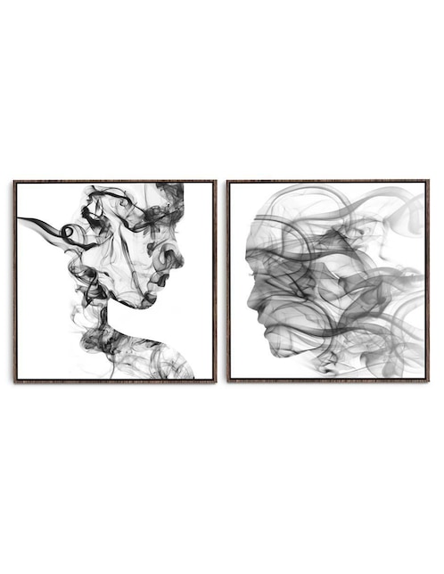 Cuadro decorativo set de figuras humanas de humo con barniz a registro 1