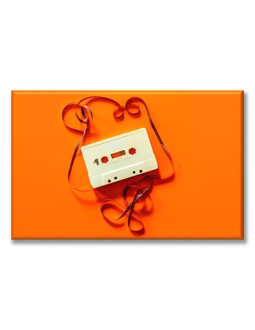 Cuadro decorativo Industria Grafica Ciento 23 cassete naranja
