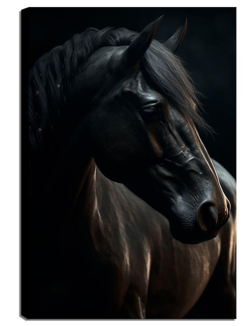Litografía Un Toque Francés Black Horse Realistic técnica acrílico