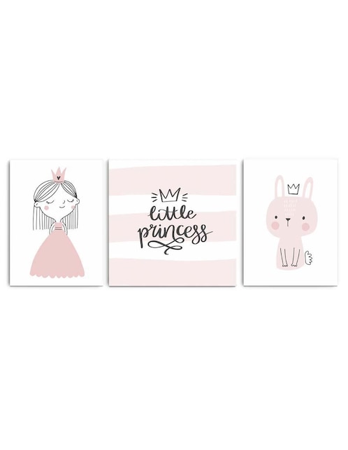 Cuadro decorativo Canvas Art set de pequeña princesa posando con barniz a registro