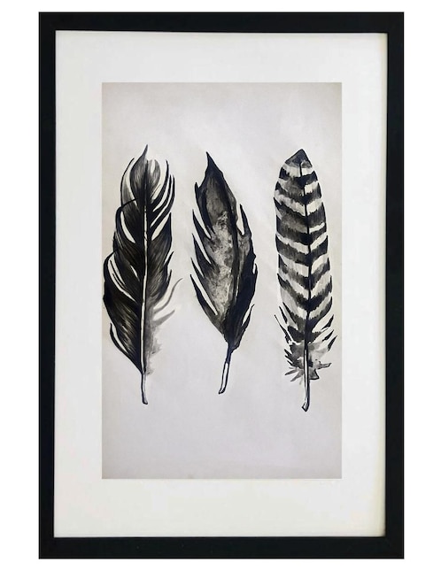 Pintura 3 Feathers técnica acrílico Lune Art Gallery