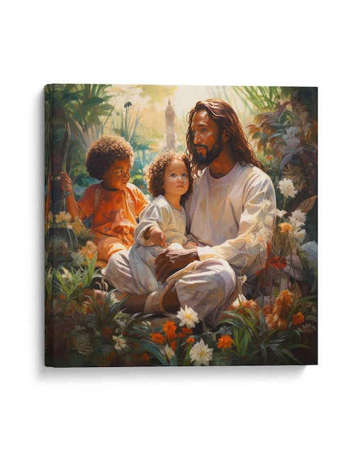 CANVAS LAB Cuadro decorativo Canvas Lab jesús con niños en el cielo