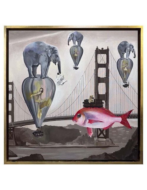 Pintura Golden Fish técnica acrílico Lune Art Gallery Surrealismo