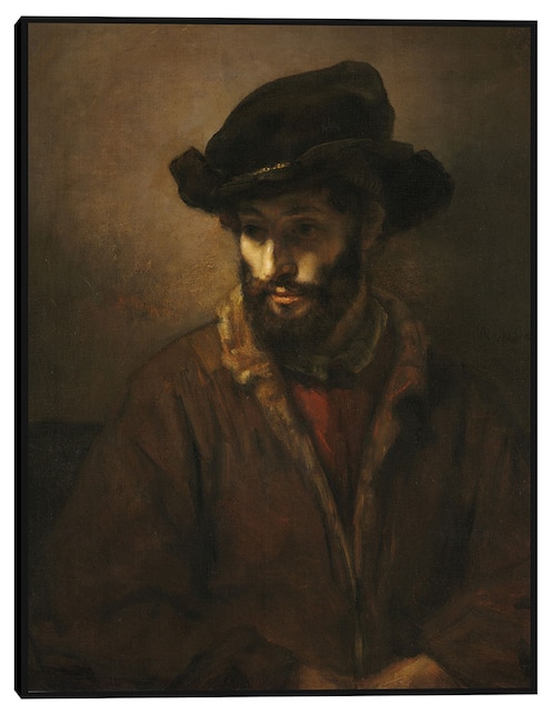 Cuadro decorativo Un hombre barbudo con sombrero (c. 1655-1660) técnica mixta Cuadros Jr Colores