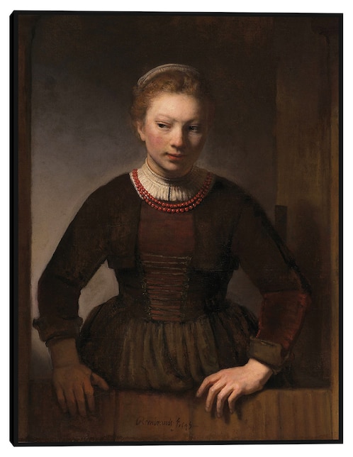 Cuadro decorativo Mujer joven en una media puerta abierta (1645) técnica mixta Cuadros Jr Colores