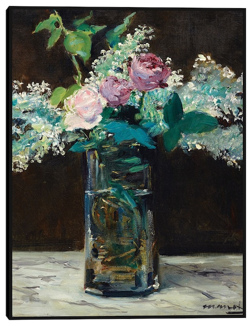 Cuadro decorativo Jarrón de lilas y rosas blancas (1883) técnica mixta Cuadros Jr Floreros
