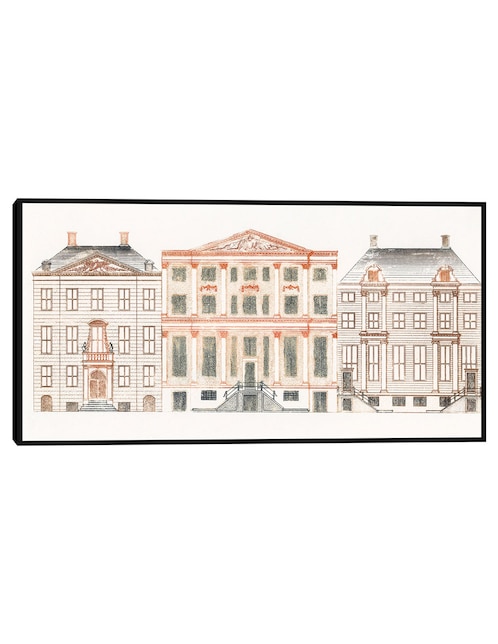 Cuadro decorativo Casas del canal de Amsterdam en el Herengracht técnica mixta Arquitectura 1
