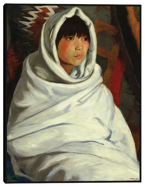 Cuadro decorativo Niña india en manta blanca técnica mixta Retratos 1