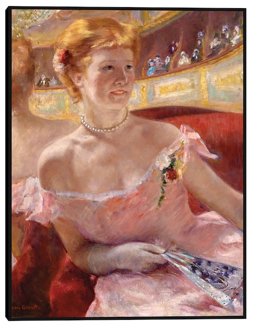 Cuadro decorativo Mujer con collar de perlas en un palco técnica mixta Retratos 1