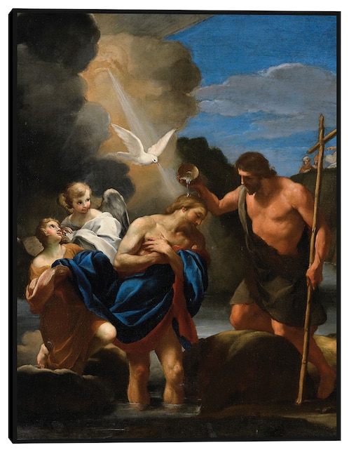 Cuadro decorativo El bautismo de Cristo (ca 1650) técnica mixta Figuras Celestiales 1