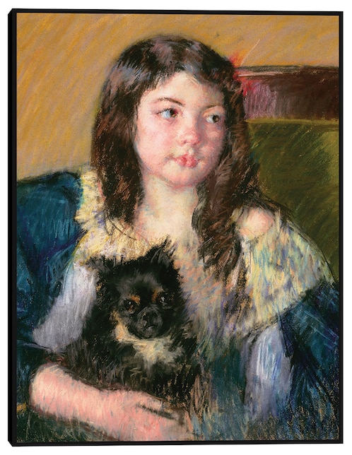 Cuadro decorativo Françoise, Sosteniendo un perrito, mirando hacia la derecha (1909) técnica mixta Cuadros Jr Retratos