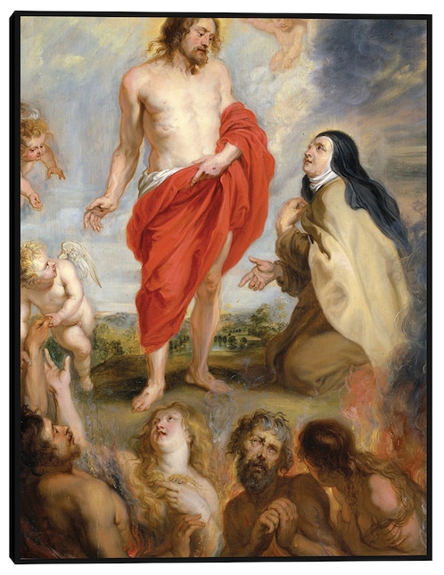 Cuadro decorativo Santa Teresa de Ávila intercediendo por las almas del Purgatorio técnica mixta Cuadros Jr Figuras Celestiales