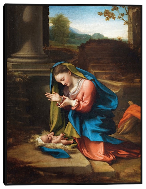 Cuadro decorativo Adoración del Niño Jesús (1518-1520) técnica mixta Figuras Celestiales 1