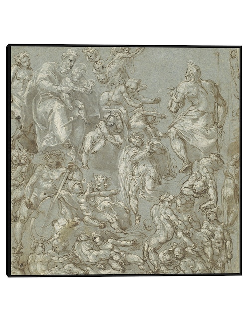 Cuadro decorativo San José y el Niño Jesús con ángeles y amorcillos (1590-1600) técnica mixta Figuras Celestiales 1