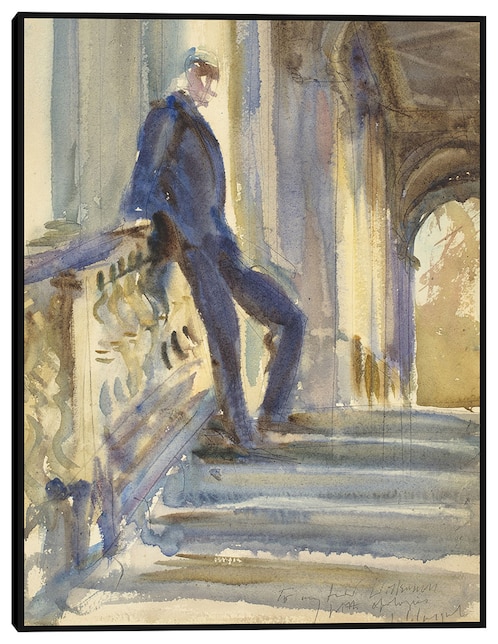 Cuadro decorativo Sir Neville Wilkinson en las escaleras del puente palladiano en Wilton House (1904-1905) técnica mixta Siluetas 1
