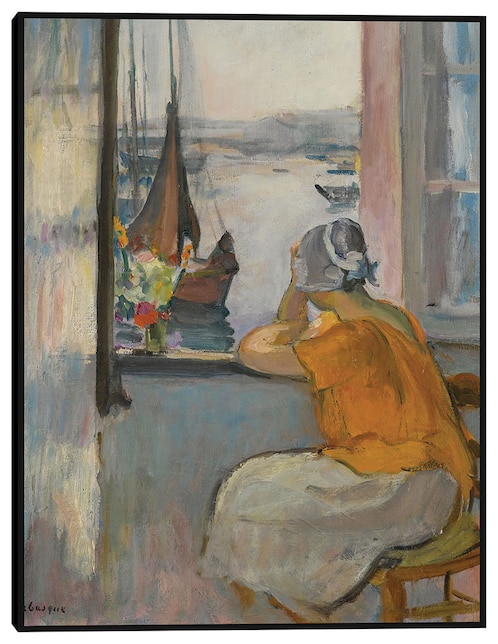 Cuadro decorativo Jeune Femme Devant La Fenêtre Ouverte À L,île D,yeu técnica mixta Cuadros Jr Gente