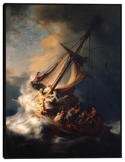 Cuadro decorativo La tormenta en el mar de Galilea técnica mixta Cuadros Jr Religión y Espiritualidad