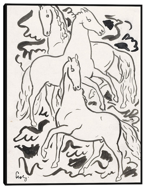 Cuadro decorativo Tres caballos (1925) técnica mixta Bocetos 1