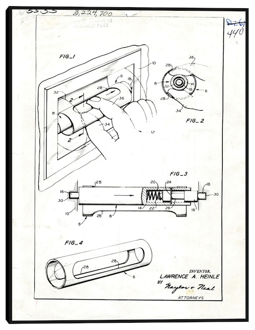 Cuadro decorativo Núcleo De Papel Higiénico Patentado, Inventor(Es): Lawrence A, Heinle técnica mixta Cuadros Jr Planos