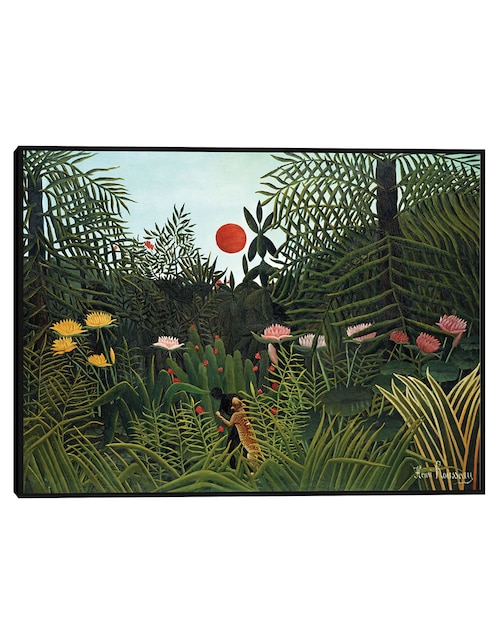 Cuadro decorativo Tigre En Una Tormenta Tropical (1891) técnica mixta Naturaleza 1